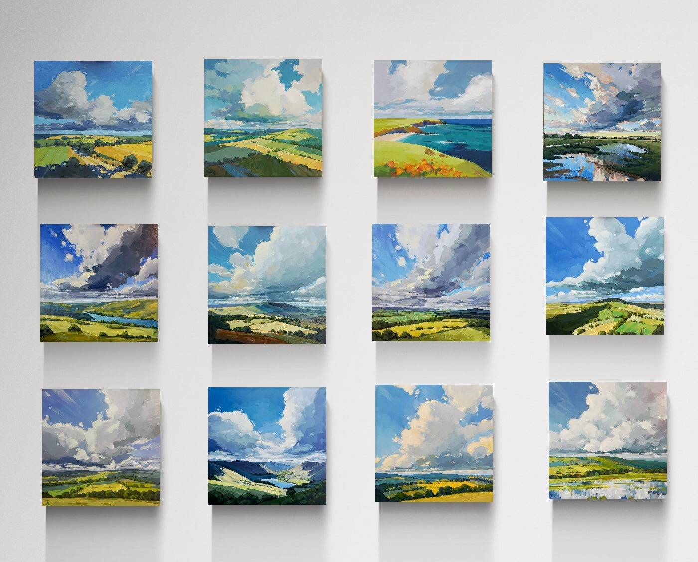 Blank Fine Art Greeting Card Pack — Boxed Set of 12 (Landscape, Woodland Light, Sunrise & Sunset, Mixed)