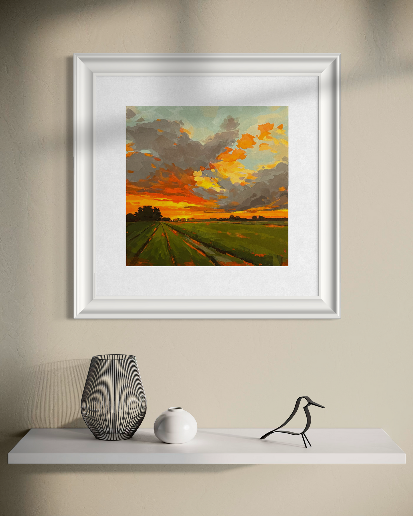 Where Fields Meet Fire - Contemporary British Landscape Fine Art Print