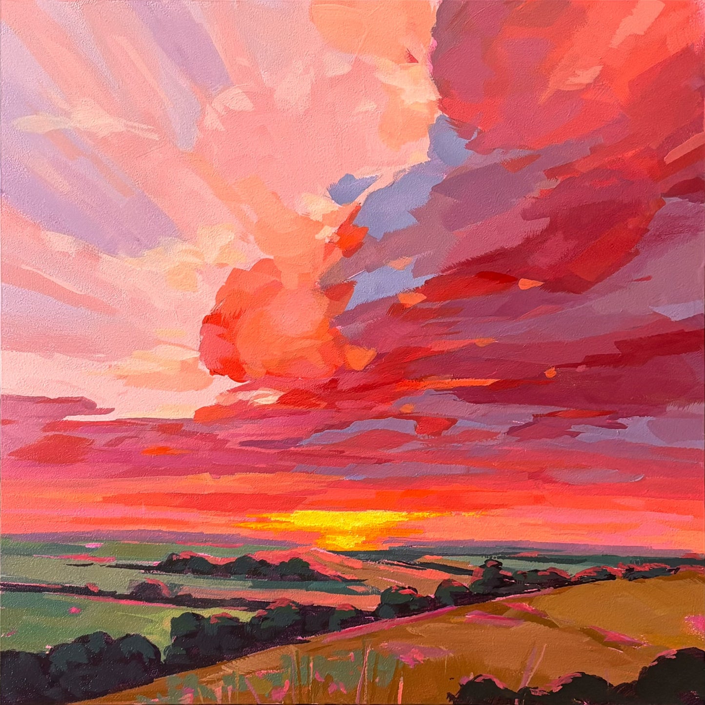 Rosefire Dusk - Contemporary British Landscape Fine Art Print