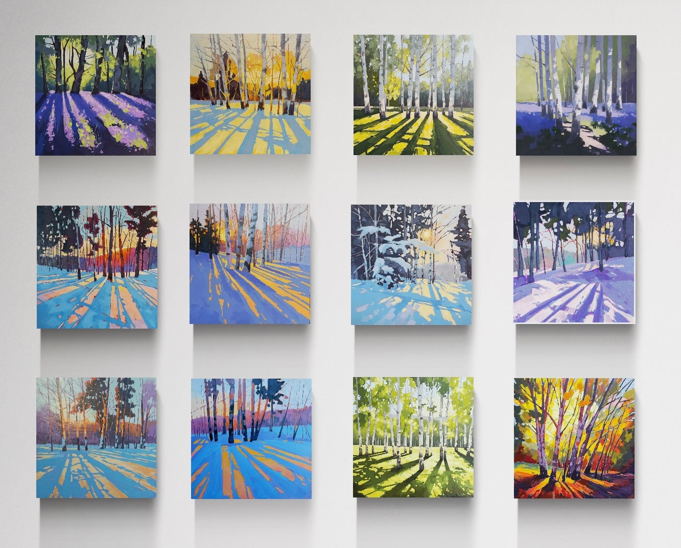 Blank Fine Art Greeting Card Pack — Boxed Set of 12 (Landscape, Woodland Light, Sunrise & Sunset, Mixed)