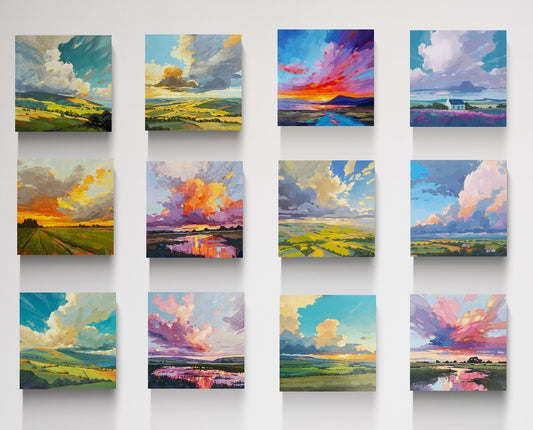 Blank Fine Art Greeting Card Pack — Boxed Set of 12 (Landscape, Woodland Light, Sunrise & Sunset, Mixed)