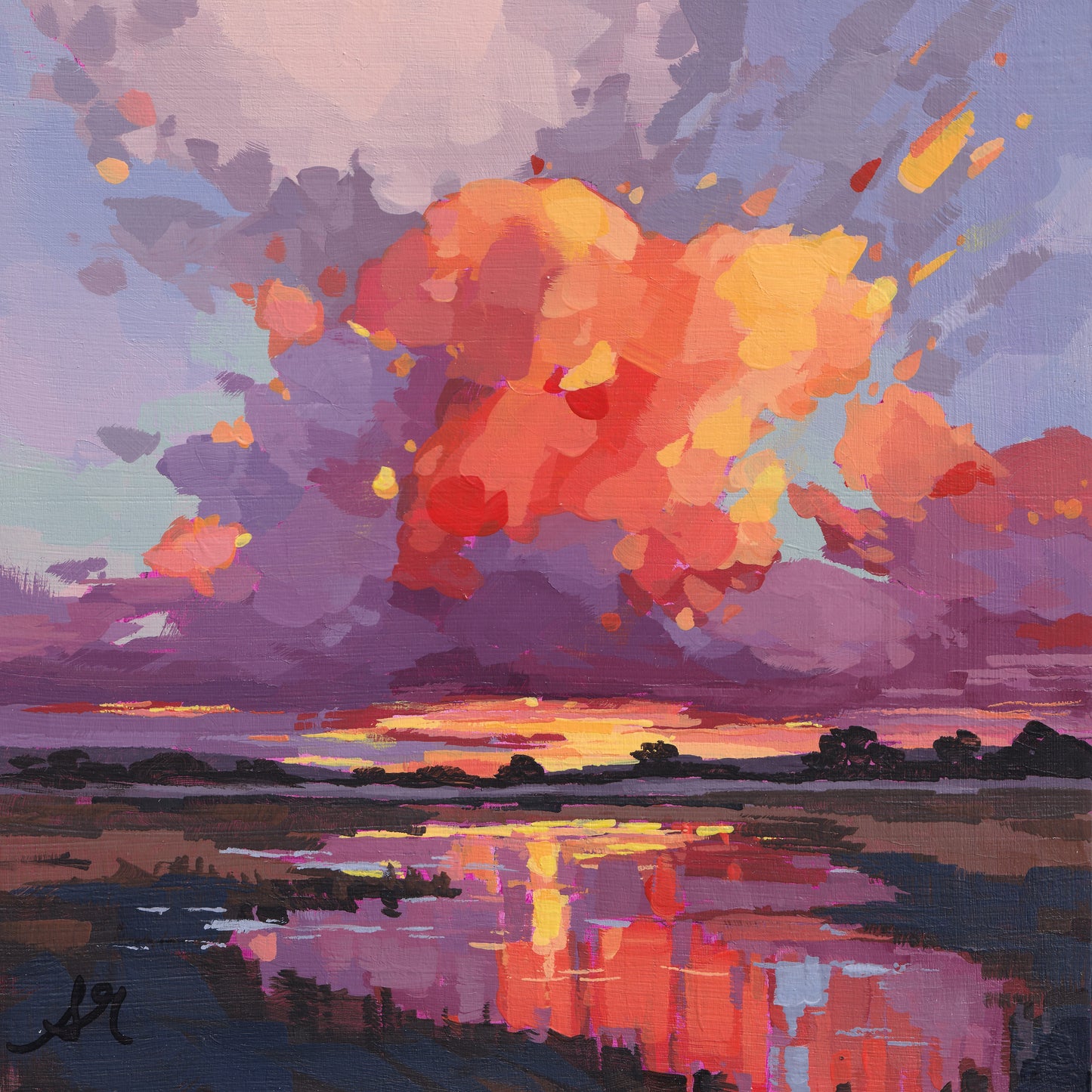 Tangerine Skies  - Contemporary British Landscape Fine Art Print